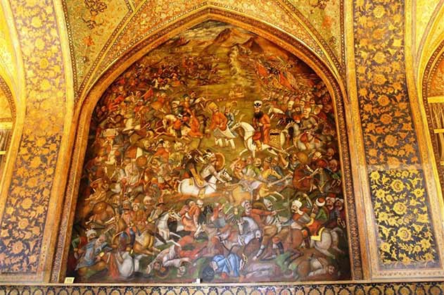 نگارگری تاریخی مجلس بزم شاه طهماسب در کاخ چهلستون
