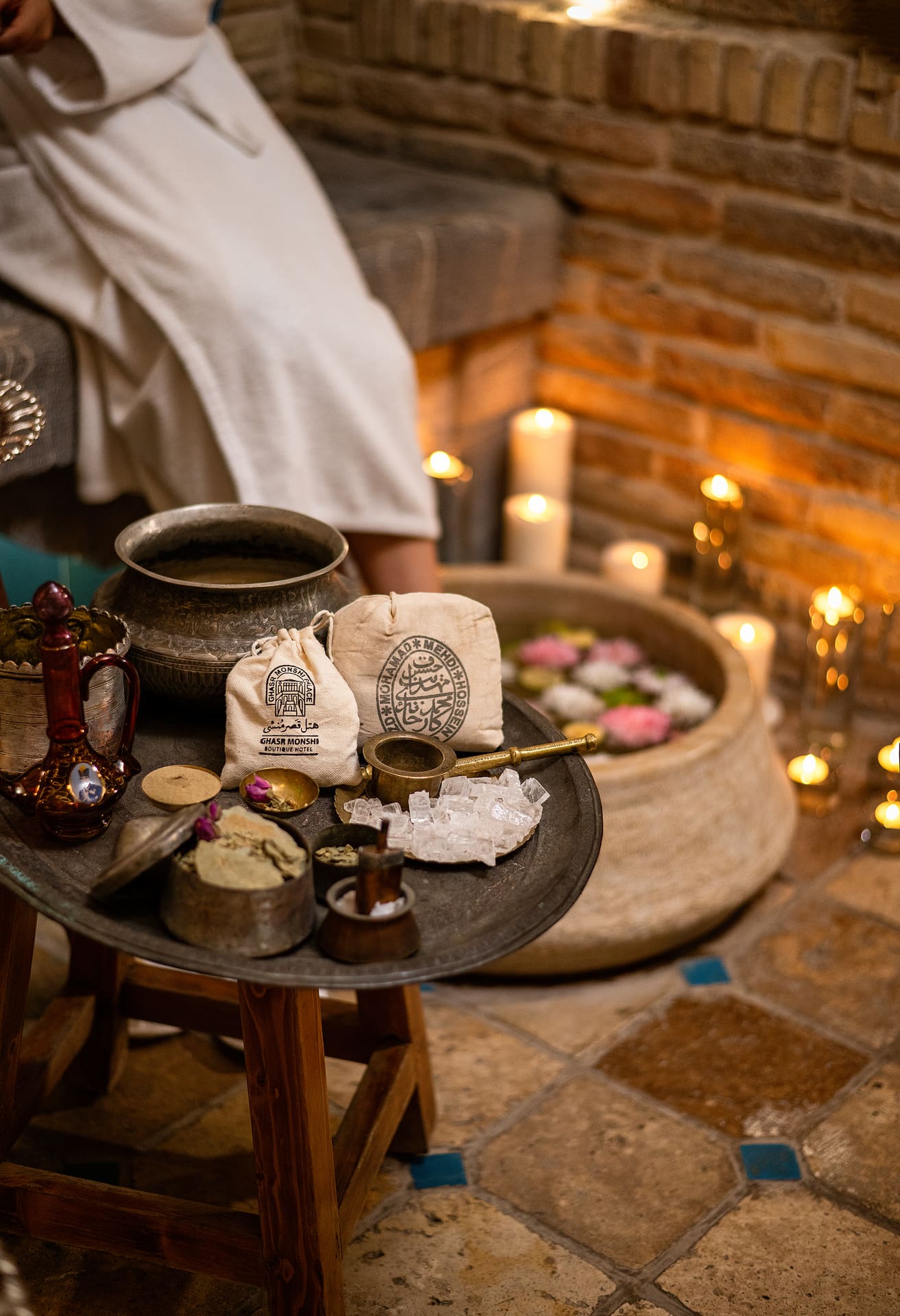 Spa massage ritual tray
