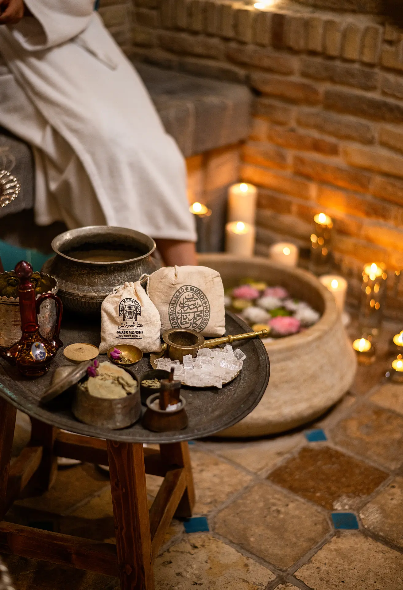 Spa massage ritual tray